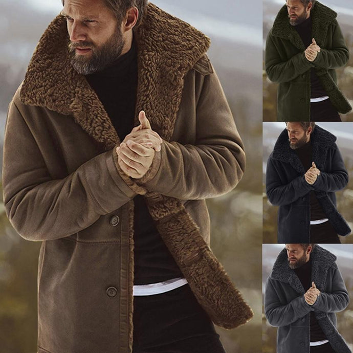 Men's Solid Coat Winter Thicken Warm Jacket Vintage Coat Outwear Windproof Chamarra Hombre Fleece Veste Homme Men Parkas Clohtes